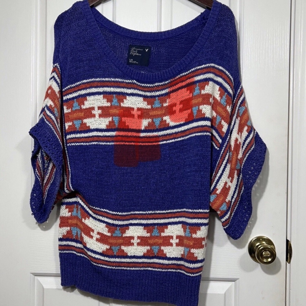 Blue Patterned Women's Sweater